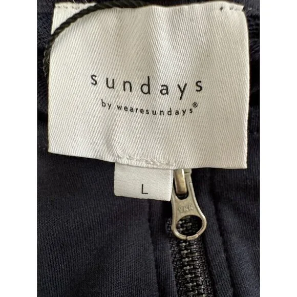 NWT Sundays Skater Sleveeless Round Neck Zip Front Navy Blue Dress Womens Size L - Picture 6 of 8